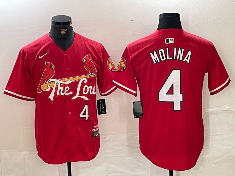 Men St.Louis Cardinals #4 Molina Red City Edition 2024 Nike MLB Jersey style 1